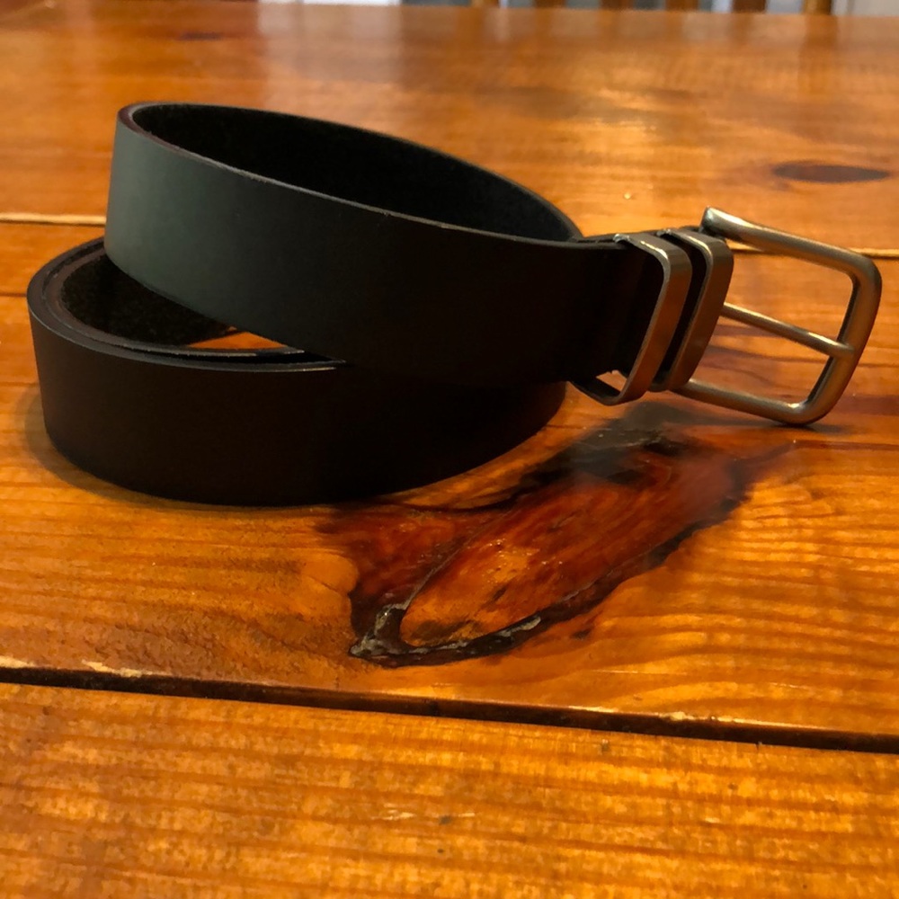 Black leather belt, size 38 inch, adjustable